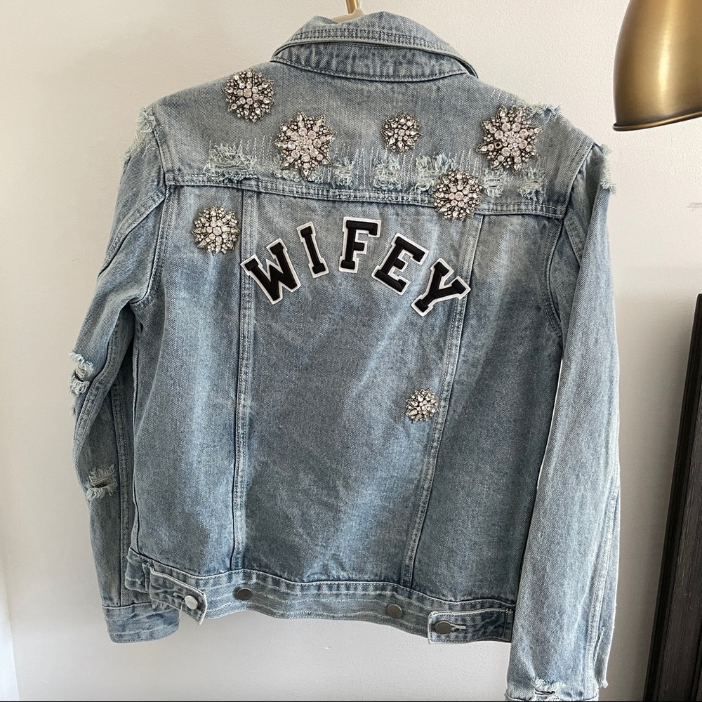 Chosen Wifey Denim Embellished Jacket NWT $500